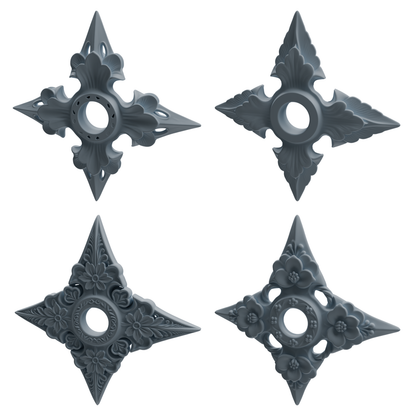 MRY-SFW LYGS448 Floral Pattern Shuriken Modern Model 4 pcs