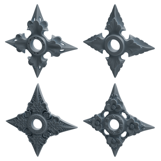 MRY-SFW LYGS448 Floral Pattern Shuriken Modern Model 4 pcs