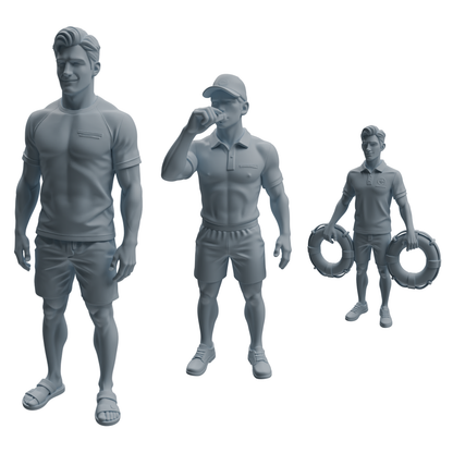 MRY-SFW LYTR1011 Male Lifeguard with Lifebuoy Character Modern Model 3 pcs