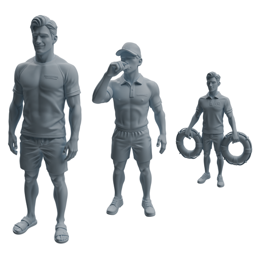 MRY-SFW LYTR1011 Male Lifeguard with Lifebuoy Character Modern Model 3 pcs