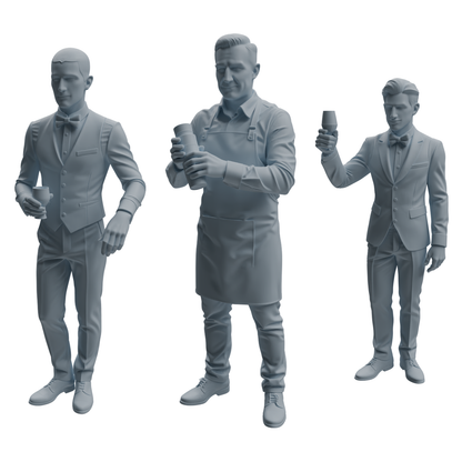 MRY-SFW LYTR932 Bar Bartender Man Character Modern Model 3 pcs