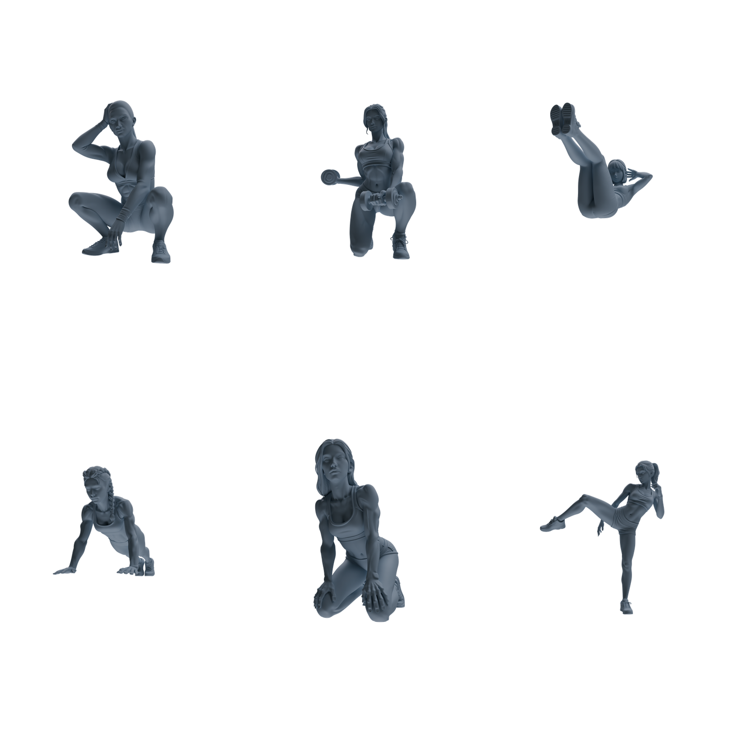 MRY-SFW LYTR834 Multi-action Fitness Female Figure Modern Model 6 pcs Miniature Car Diorama Figures Scene Props Accessories Resin
