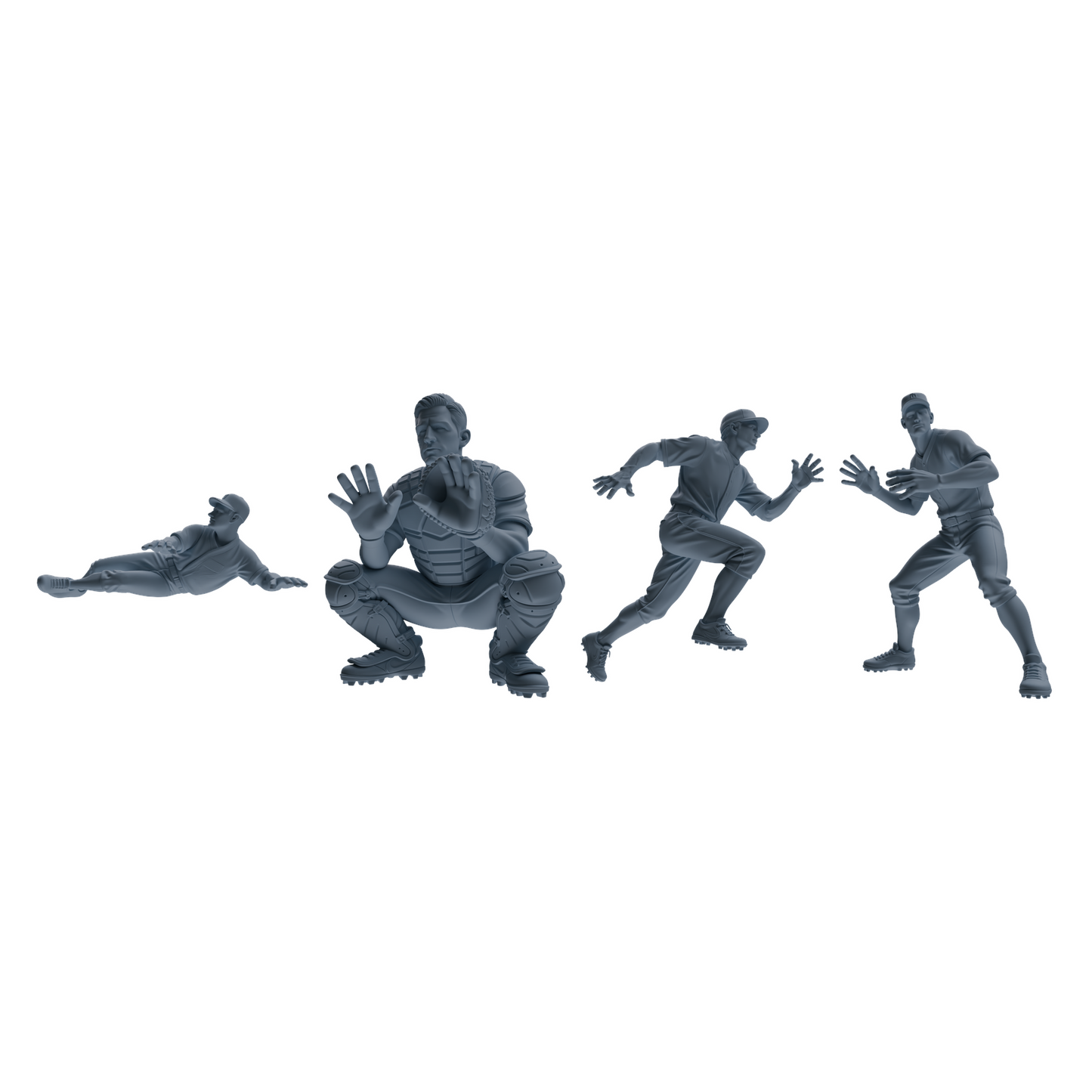 MRY-SFW LYTR802 Baseball Player Figure Modern Model 4 pcs Miniature Car Diorama Figures Scene Props Accessories Resin