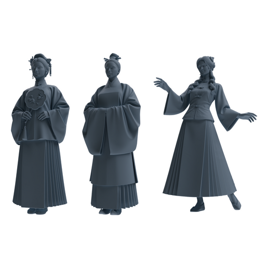 MRY-SFW LYTR859 Ming Dynasty Clothing Woman Figure Modern Model 3 pcs Miniature Car Diorama Figures Scene Props Accessories Resin
