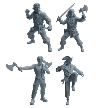 MRY-SFW LYTR1098 Axe-wielding Pirate Character Modern Model 4 pcs
