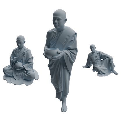 MRY-SFW LYTR1080 Zen-style Monk Character Modern Model 3 pcs