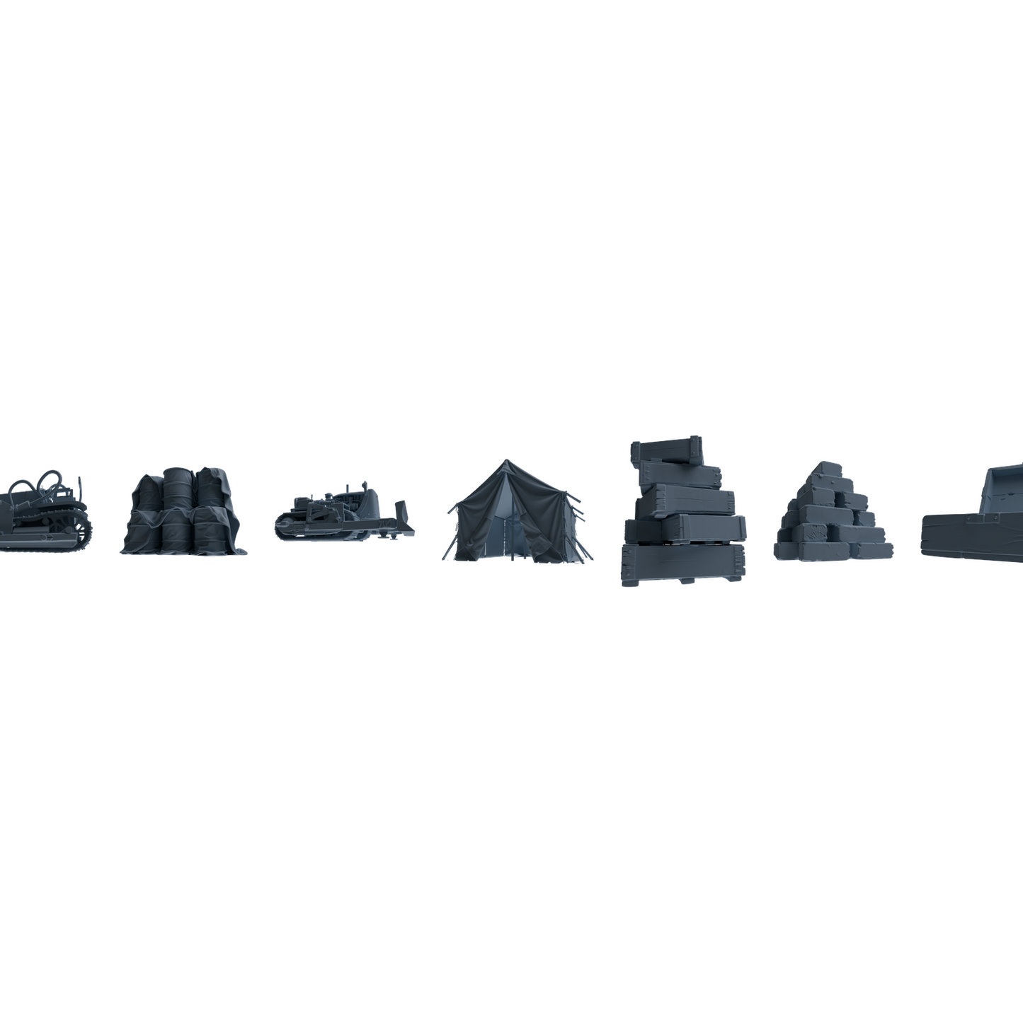 MRY-SFW LYTS657 Historical WWII Pacific War U.S. Army & Japanese Army Construction Equipment 7 Groups