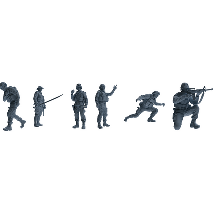 MRY-SFW SSTR207 Miniatures Soldier Model Kit Multi-Pose Combat Soldier Modern Model 6 pcs