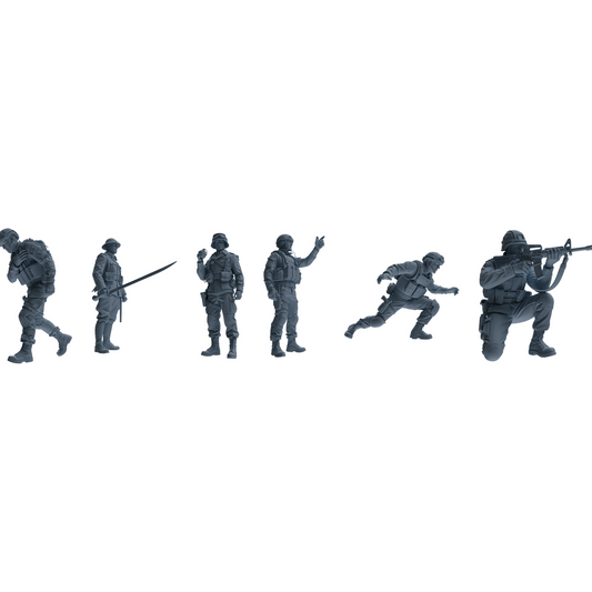 MRY-SFW SSTR207 Miniatures Soldier Model Kit Multi-Pose Comb – LCD 3D printed resin model kit, image 1