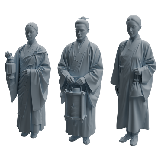 MRY-SFW LYTR1086 Ancient Costume Lantern-holding Character Modern Model 3 pcs