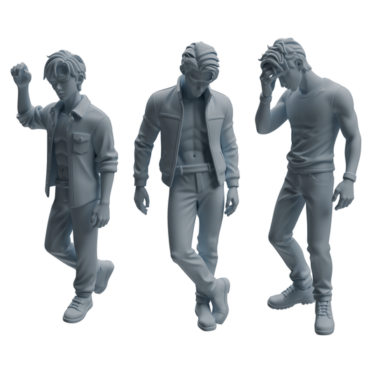 MRY-SFW LYTR938 Frustrated Man Character Modern Model 3 pcs