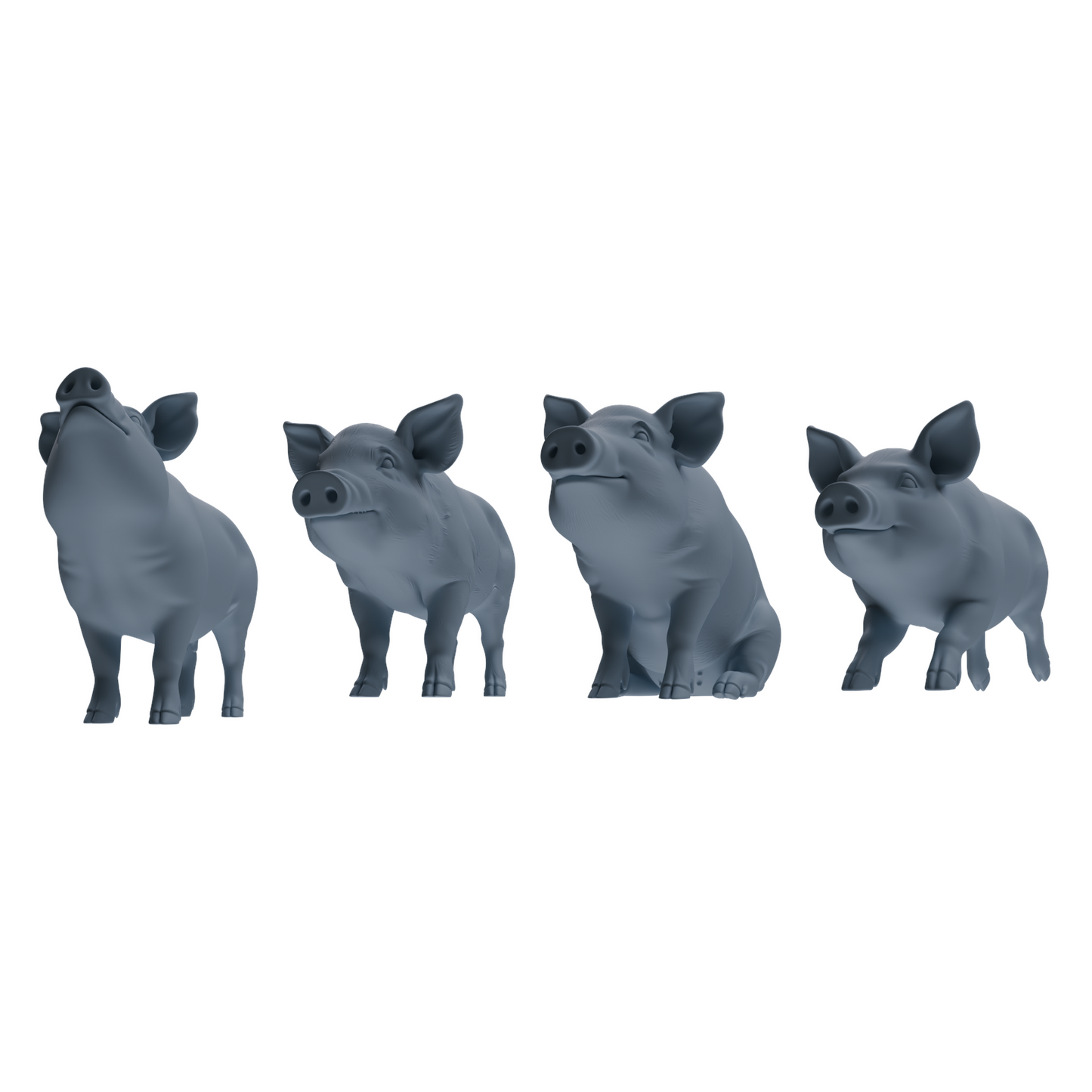 MRY-SFW LYTR847 Farm Pig Pose Model 4 pcs Miniature Car Diorama Figures Scene Props Accessories Resin