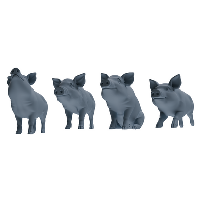 MRY-SFW LYTR847 Farm Pig Pose Model 4 pcs Miniature Car Diorama Figures Scene Props Accessories Resin
