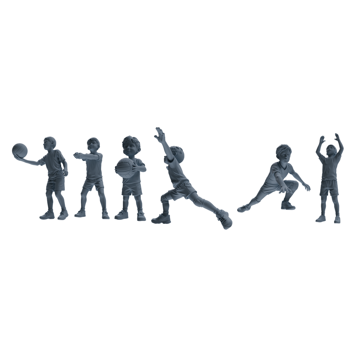 MRY-SFW LYTR819 Child Basketball Player Figure Modern Model 6 pcs Miniature Car Diorama Figures Scene Props Accessories Resin
