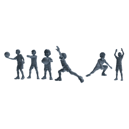 MRY-SFW LYTR819 Child Basketball Player Figure Modern Model 6 pcs Miniature Car Diorama Figures Scene Props Accessories Resin