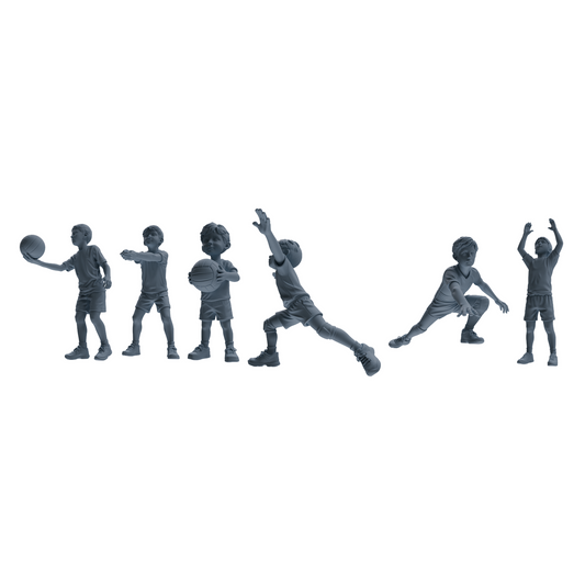 MRY-SFW LYTR819 Child Basketball Player Figure Modern Model 6 pcs Miniature Car Diorama Figures Scene Props Accessories Resin