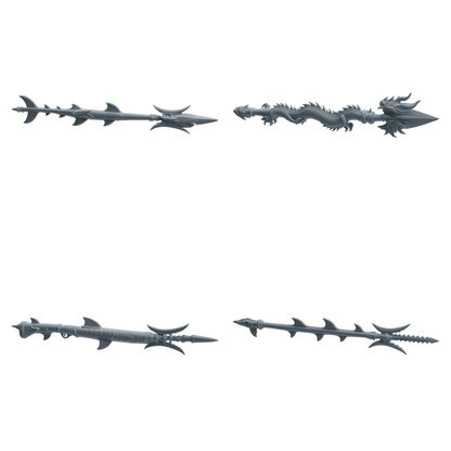MRY-SFW LYGS426 Shark and Dragon Pattern Decorative Spear Weapon Modern Model 4 pcs