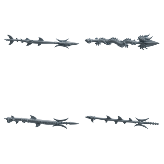 MRY-SFW LYGS426 Shark and Dragon Pattern Decorative Spear Weapon Modern Model 4 pcs