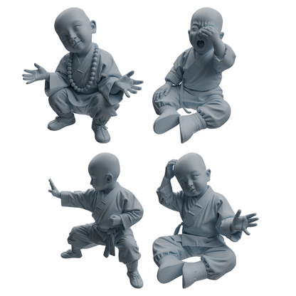 MRY-SFW LYTR1070 Kung Fu Little Monk Style Character Modern Model 4 pcs