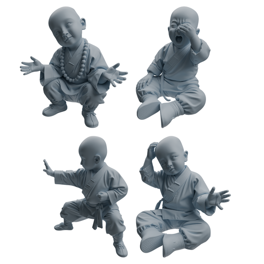 MRY-SFW LYTR1070 Kung Fu Little Monk Style Character Modern Model 4 pcs
