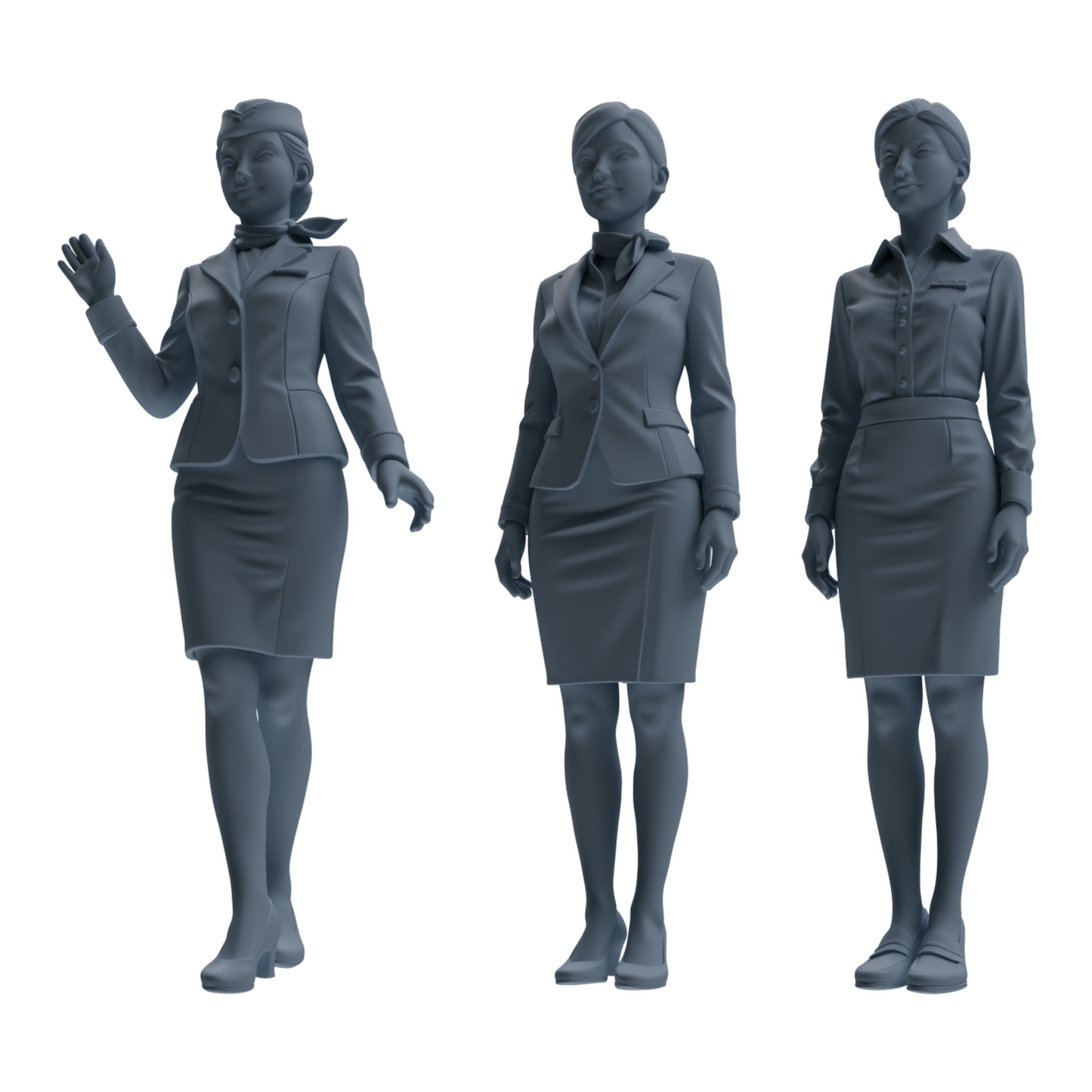 MRY-SFW LYTR860 Flight Attendant Uniform Woman Figure Modern Model 3 pcs Miniature Car Diorama Figures Scene Props Accessories Resin