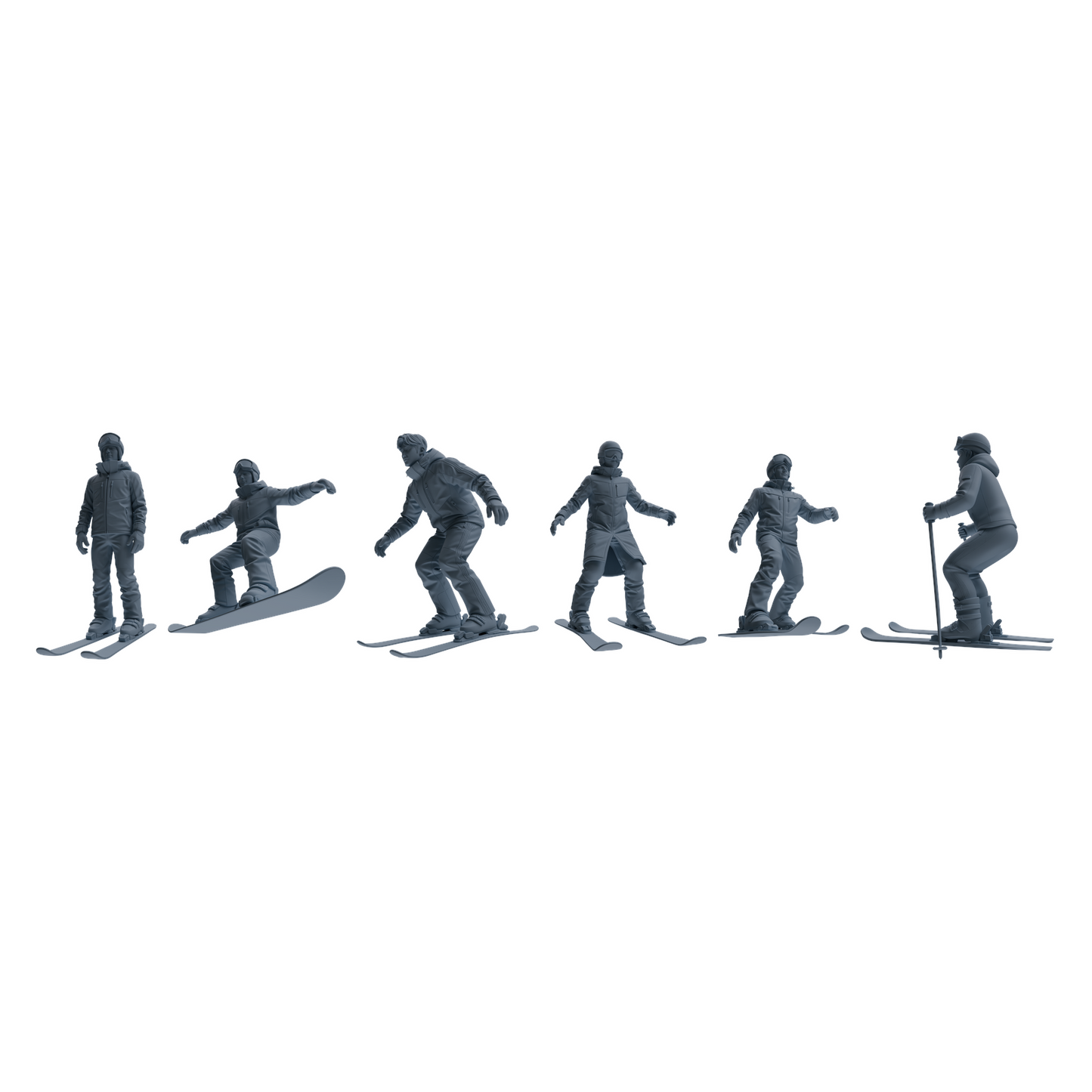 MRY-SFW LYTR803 Skiing Figure Modern Model 6 pcs Miniature Car Diorama Figures Scene Props Accessories Resin