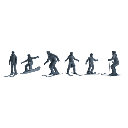 MRY-SFW LYTR803 Skiing Figure Modern Model 6 pcs Miniature Car Diorama Figures Scene Props Accessories Resin