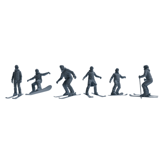 MRY-SFW LYTR803 Skiing Figure Modern Model 6 pcs Miniature Car Diorama Figures Scene Props Accessories Resin