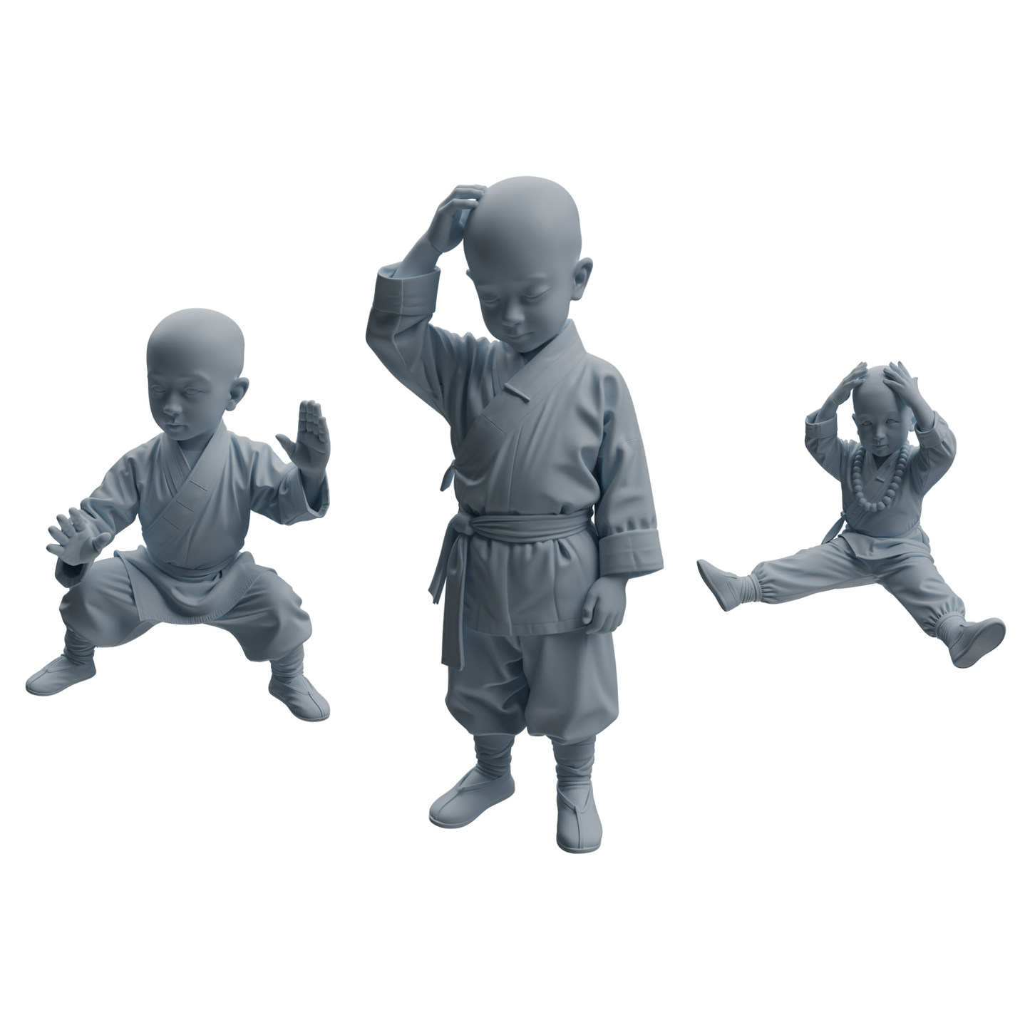 MRY-SFW LYTR1072 Little Monk with Kung Fu Actions Character Modern Model 3 pcs