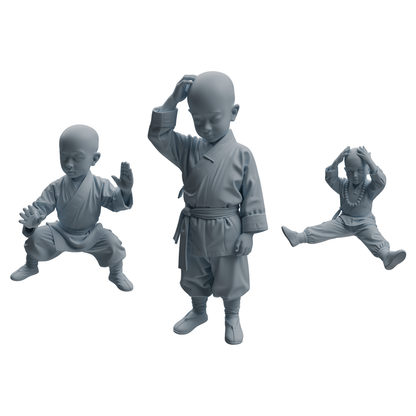 MRY-SFW LYTR1072 Little Monk with Kung Fu Actions Character Modern Model 3 pcs