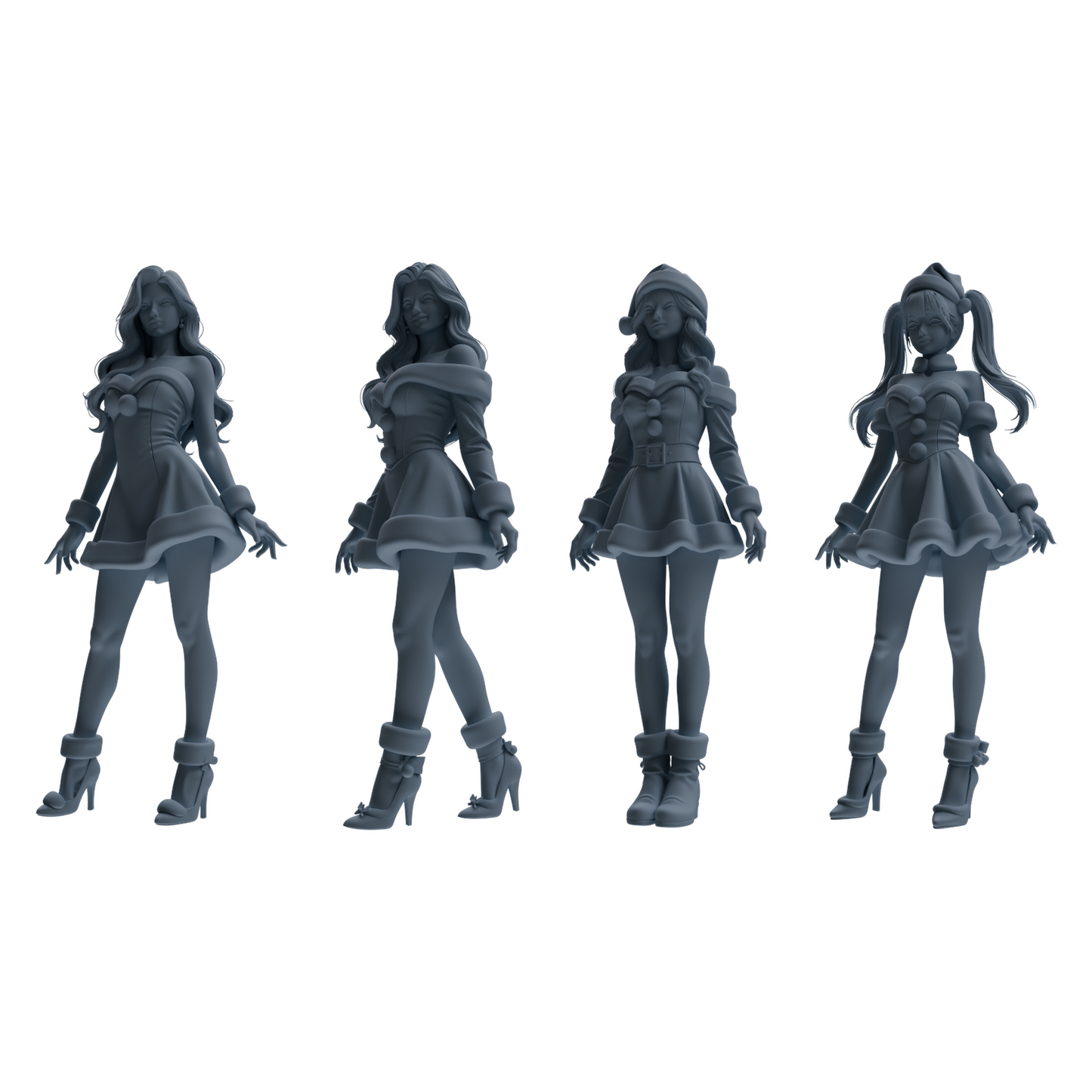 MRY-SFW LYTR881 Christmas Style Girl Figure Modern Model 4 pcs