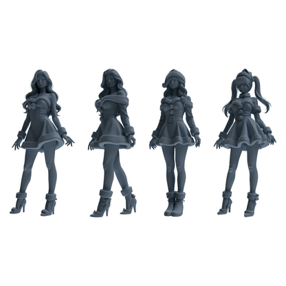 MRY-SFW LYTR881 Christmas Style Girl Figure Modern Model 4 pcs