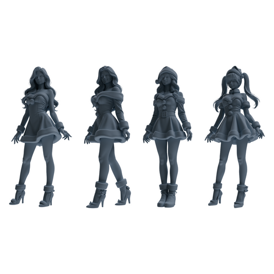 MRY-SFW LYTR881 Christmas Style Girl Figure Modern Model 4 pcs