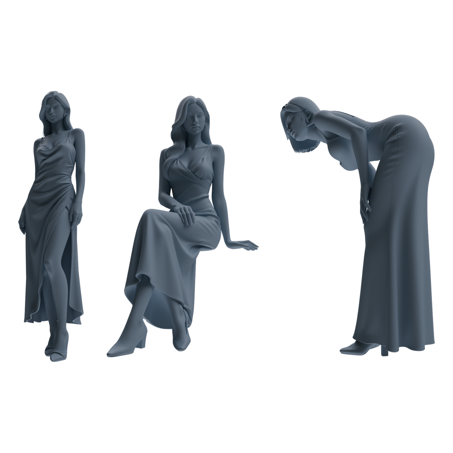 MRY-SFW LYTR895 Satin Dress Woman Figure Modern Model 3 pcs