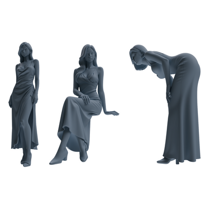 MRY-SFW LYTR895 Satin Dress Woman Figure Modern Model 3 pcs