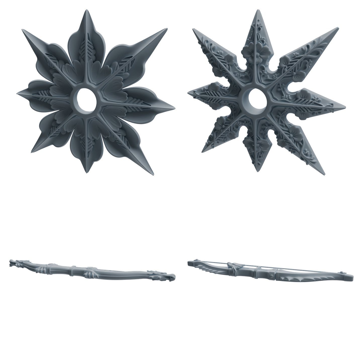 MRY-SFW LYGS450 Floral Pattern Shuriken & Ancient Bow Modern Model 4 pcs