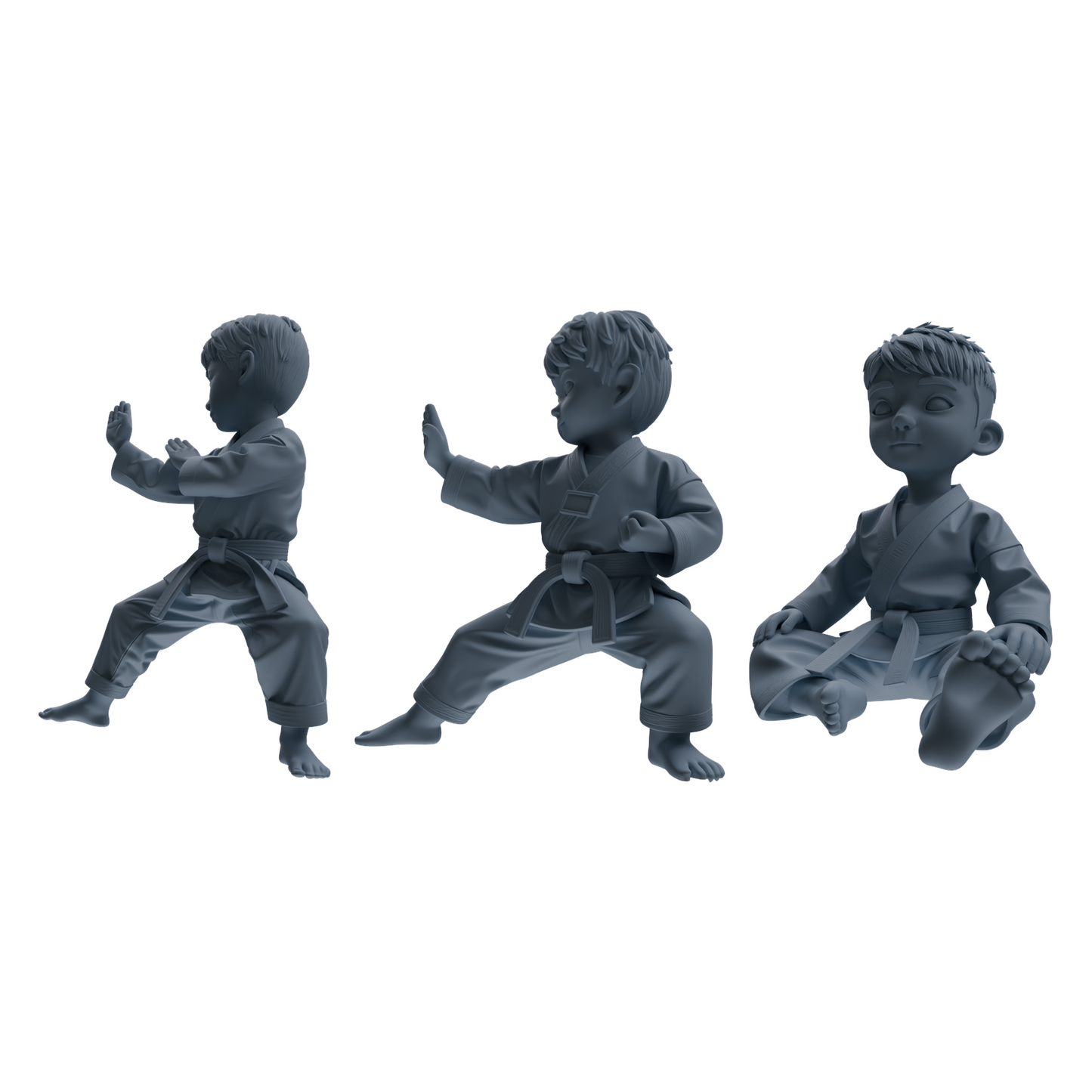 MRY-SFW LYTR817 Cartoon Karate Child Figure Modern Model 3 pcs Miniature Car Diorama Figures Scene Props Accessories Resin
