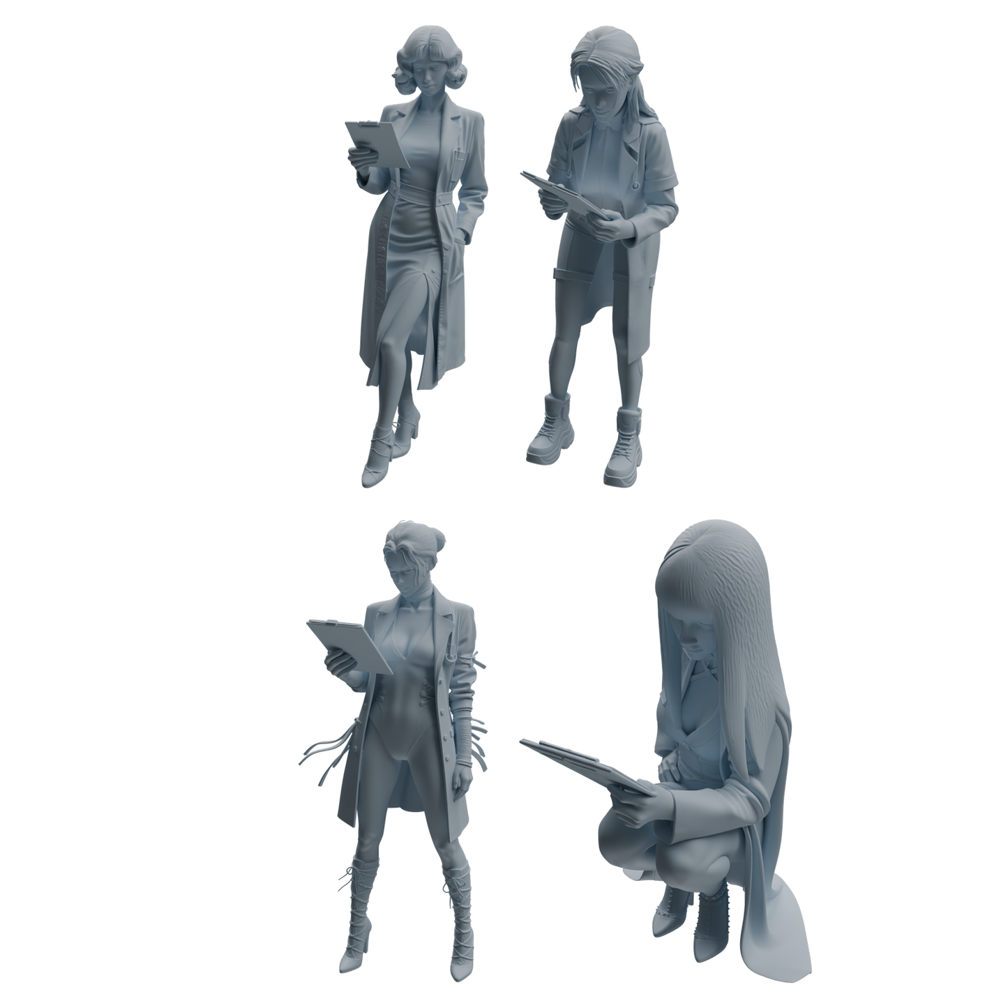 MRY-SFW LYTR1003 Female Doctor with Medical Folder Character Modern Model 4 pcs