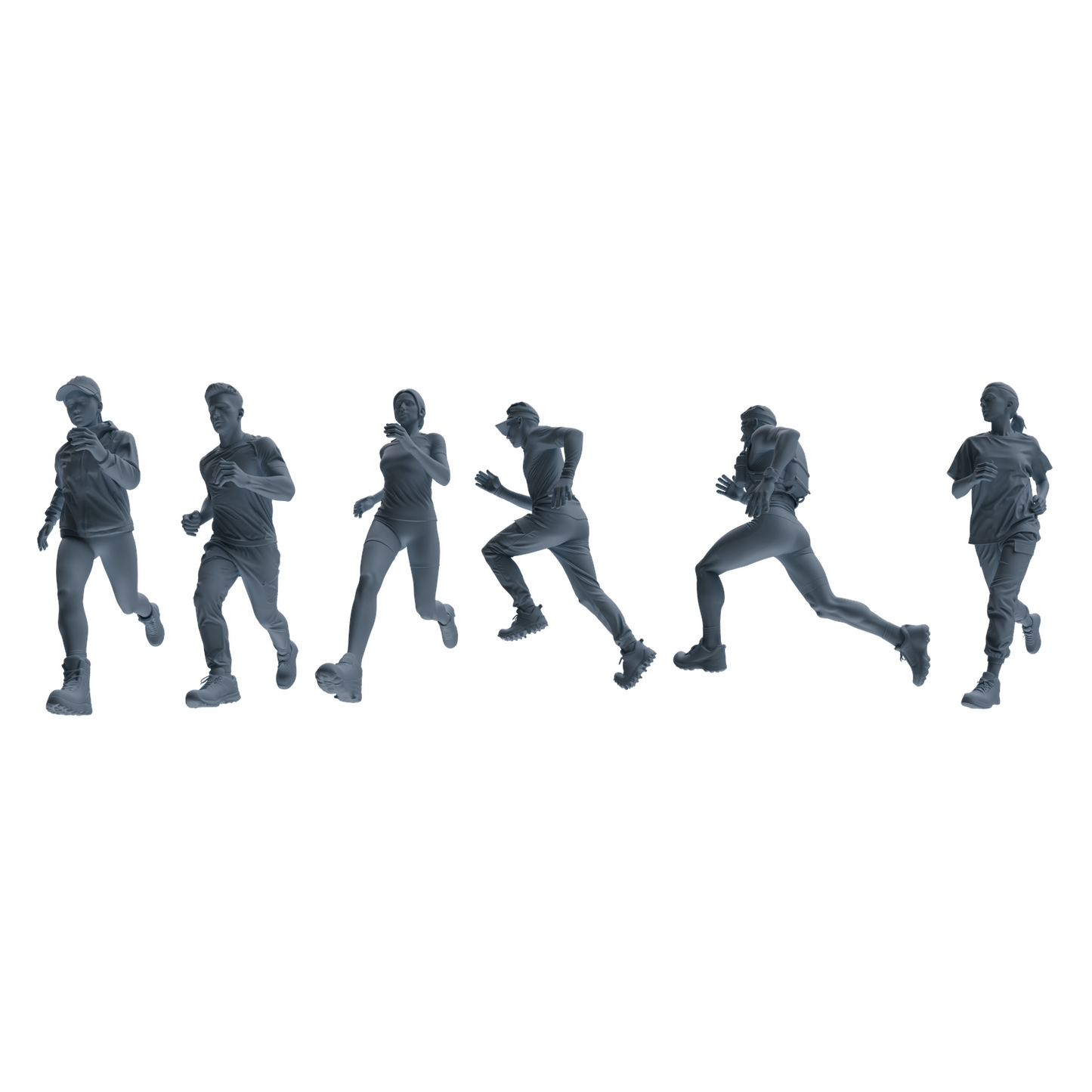 MRY-SFW LYTR821 Outdoor Running Athlete Figure Modern Model 6 pcs Miniature Car Diorama Figures Scene Props Accessories Resin