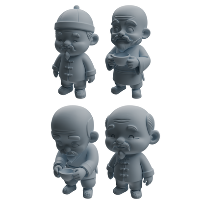 MRY-SFW LYTR977 Traditional Chinese Elder Tea Character Modern Model 4 pcs