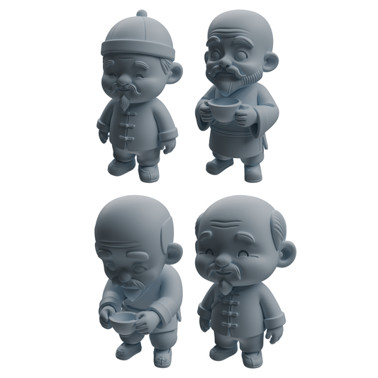 MRY-SFW LYTR977 Traditional Chinese Elder Tea Character Modern Model 4 pcs