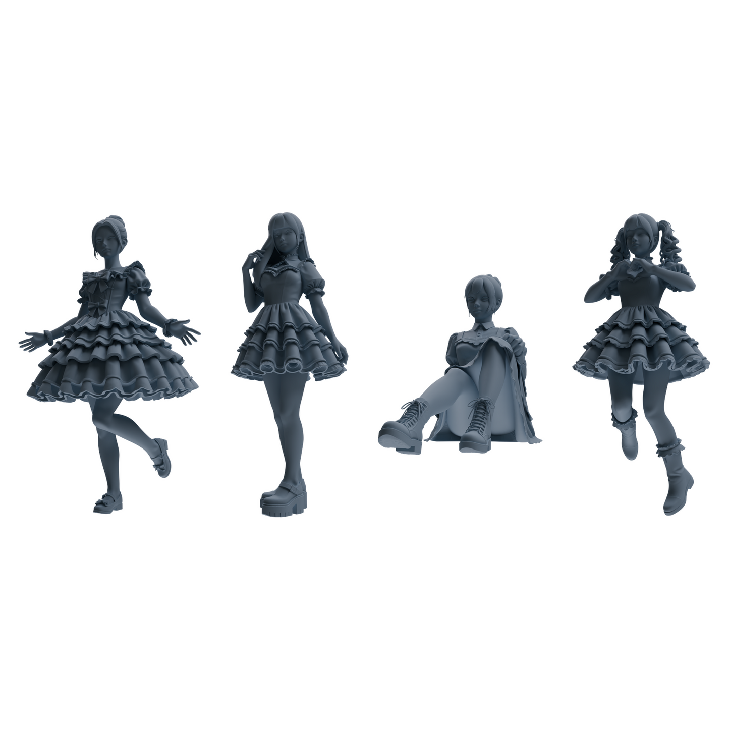 MRY-SFW LYTR873 Lolita Girl Figure Modern Model 4 pcs