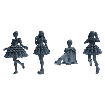 MRY-SFW LYTR873 Lolita Girl Figure Modern Model 4 pcs