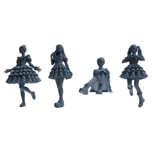 MRY-SFW LYTR873 Lolita Girl Figure Modern Model 4 pcs