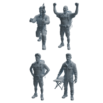 MRY-SFW LYTR1014 Adventure Camping Male Character Modern Model 4 pcs