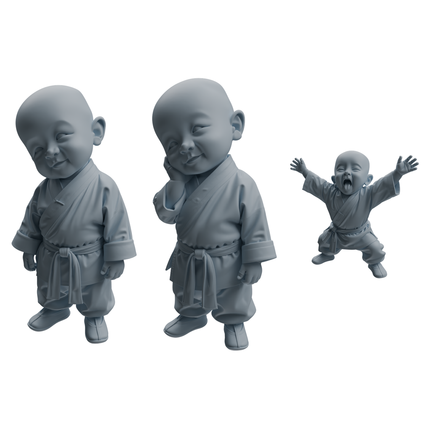 MRY-SFW LYTR1073 Cute Expression Little Monk Character Modern Model 3 pcs