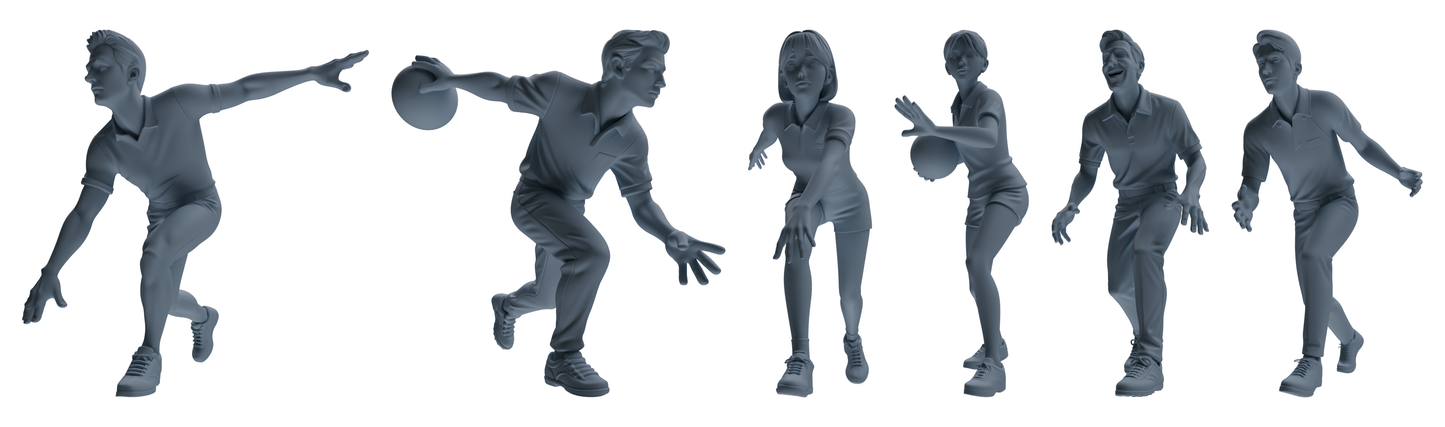 MRY-SFW LYTR797 Bowling Figure Modern Model 6 pcs Miniature Car Diorama Figures Scene Props Accessories Resin
