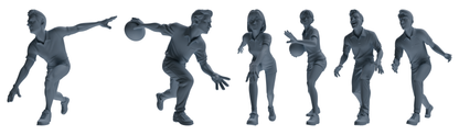 MRY-SFW LYTR797 Bowling Figure Modern Model 6 pcs Miniature Car Diorama Figures Scene Props Accessories Resin