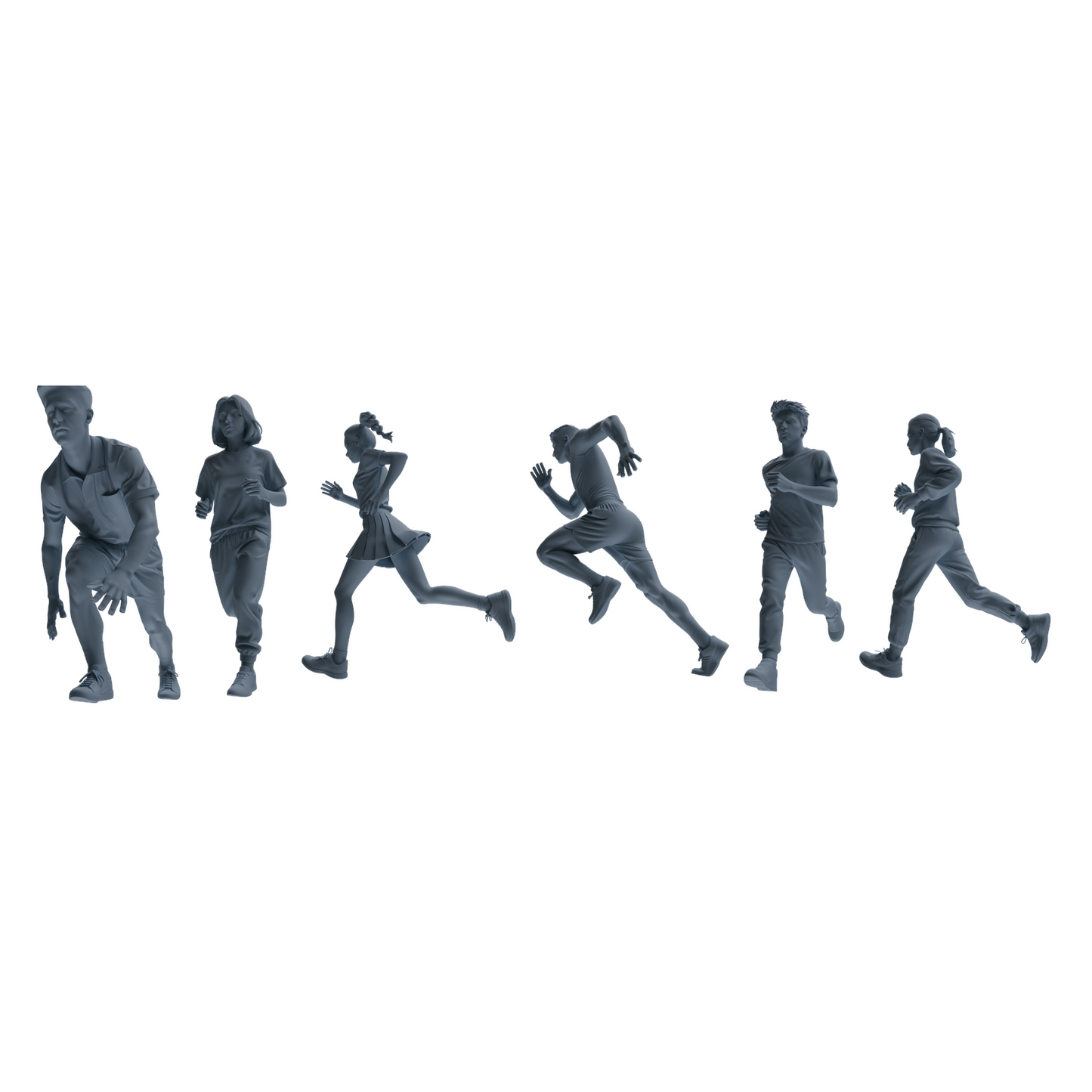 MRY-SFW LYTR822 Running Children Figure Modern Model 6 pcs Miniature Car Diorama Figures Scene Props Accessories Resin