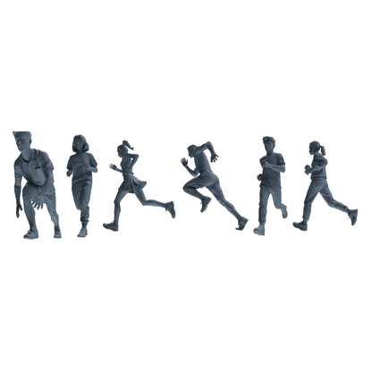 MRY-SFW LYTR822 Running Children Figure Modern Model 6 pcs Miniature Car Diorama Figures Scene Props Accessories Resin